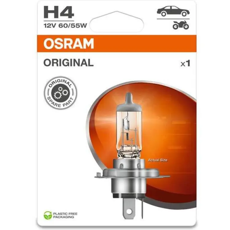 Osram ORIGINAL LINE 12V, H4, halogenstrålkastare, Single Blister 1 lampa