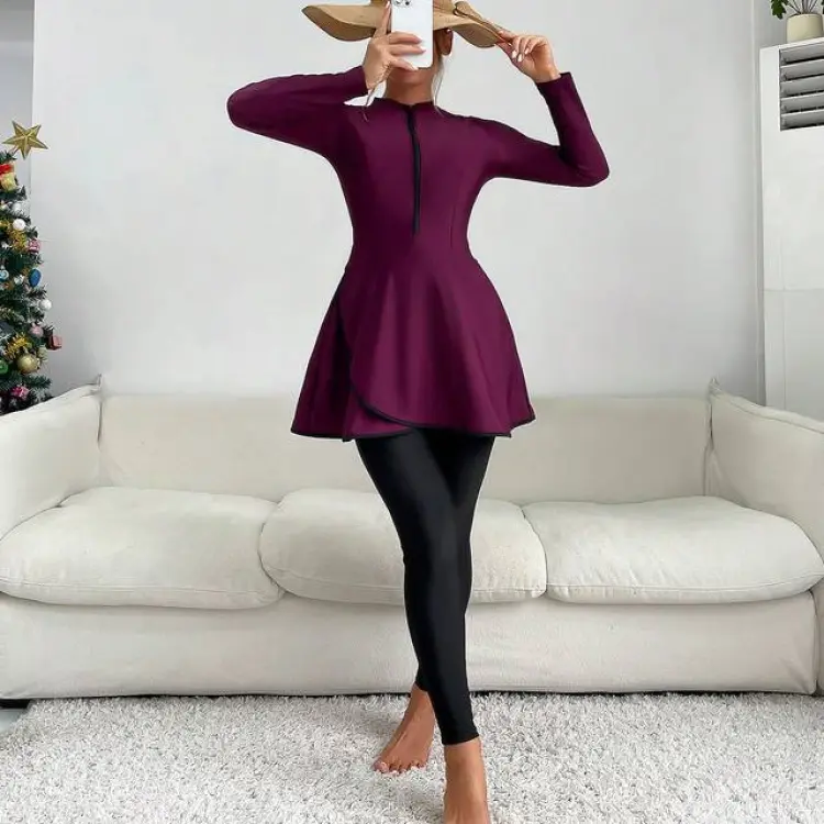 Shein Zipper Front High Neck Full Body Burkini