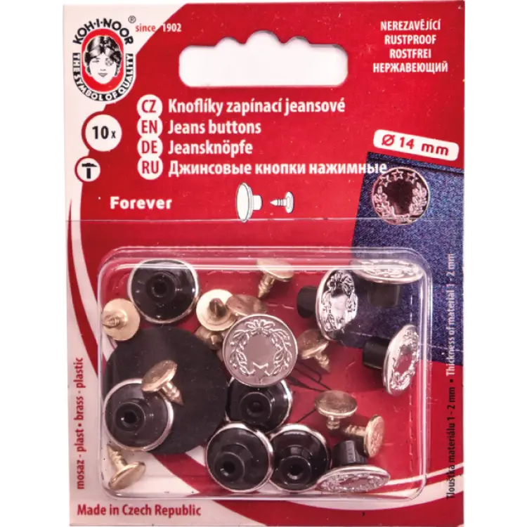 Koh-I-Noor Jeansknappar 14 mm Nickel