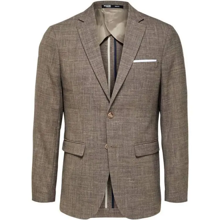 Selected Slim Oasis Linen Blazer - Dark Sand Melange