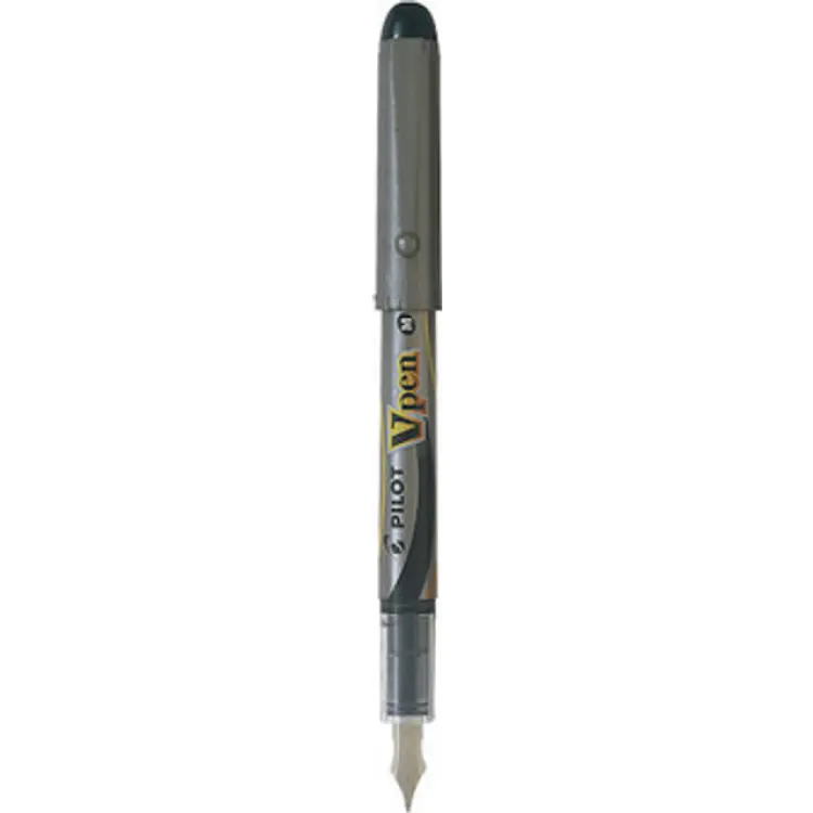 Pilot V Pen Silver Fountain Pen Black Medium Nib