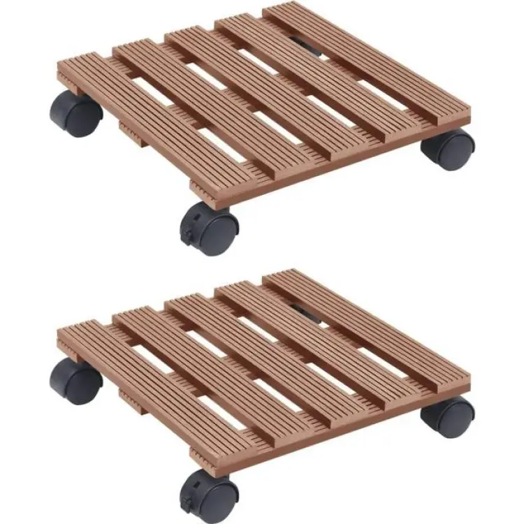 vidaXL Plant Trolleys 2 pcs Brown 30x30x7.5 cm WPC