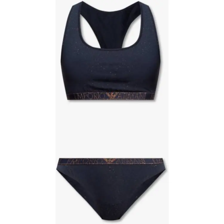 Emporio Armani Underklädesset Bralette Brazilian Brief: TRYCKT MARIN