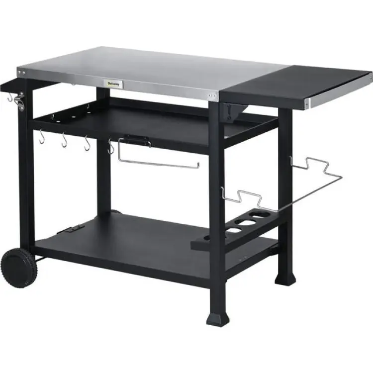 Northio Grillvagn Grillbord Med Fällbart Sidobord