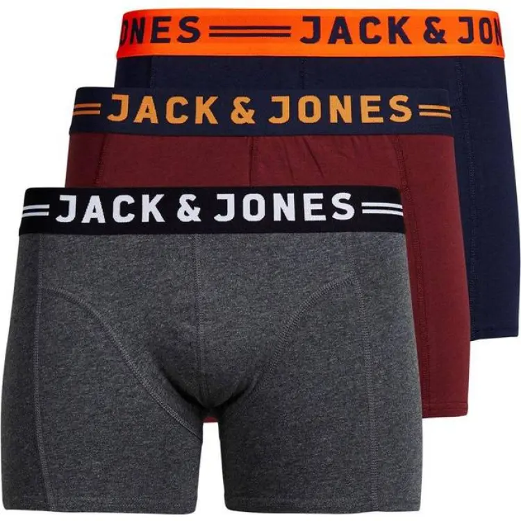 Jack & Jones Boy's Logo Trunks 3-pack - Red/Dark Grey Melange (12149294)
