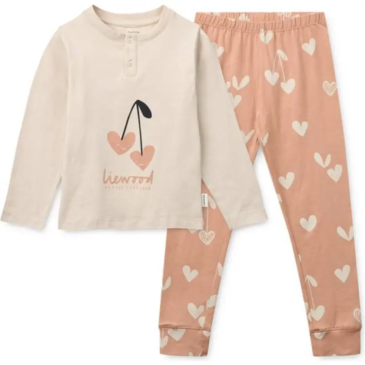 Liewood Wilhelm Pyjamasset Heart Sweetheart Pale Tuscany Mix