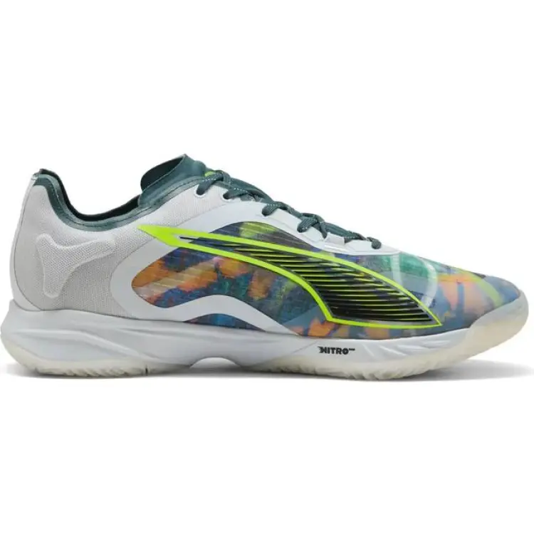 Puma Accelerate Nitro SQD 4 Berlin Handball Shoes - Silver Mist/Yellow Alert/Gray