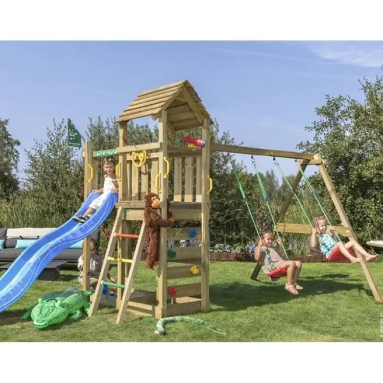 Jungle Gym Play Tower Complete Safari with Swing Stand 2 Swings & Slide