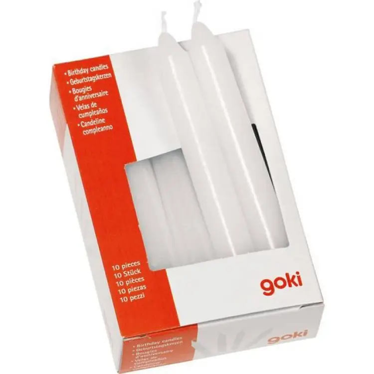 Goki Cake Candles Birthday White 10-pack