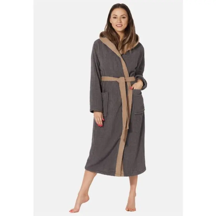 Ladeheid Dam Frotté Badrock av 100% Bomull LA40-191 MörkGrå/Beige