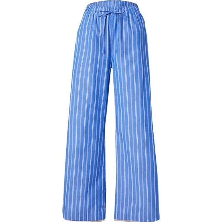 Gina Tricot Cotton Poplin Trousers Randiga Byxor - Blå