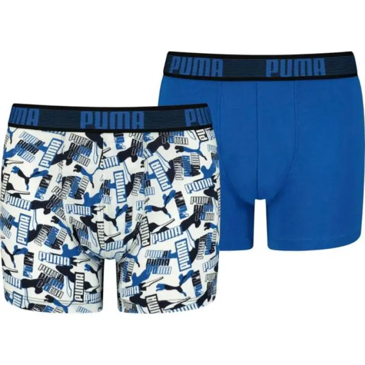 Puma Logo Print Boxer 2-Pack JR Kalsonger Blue