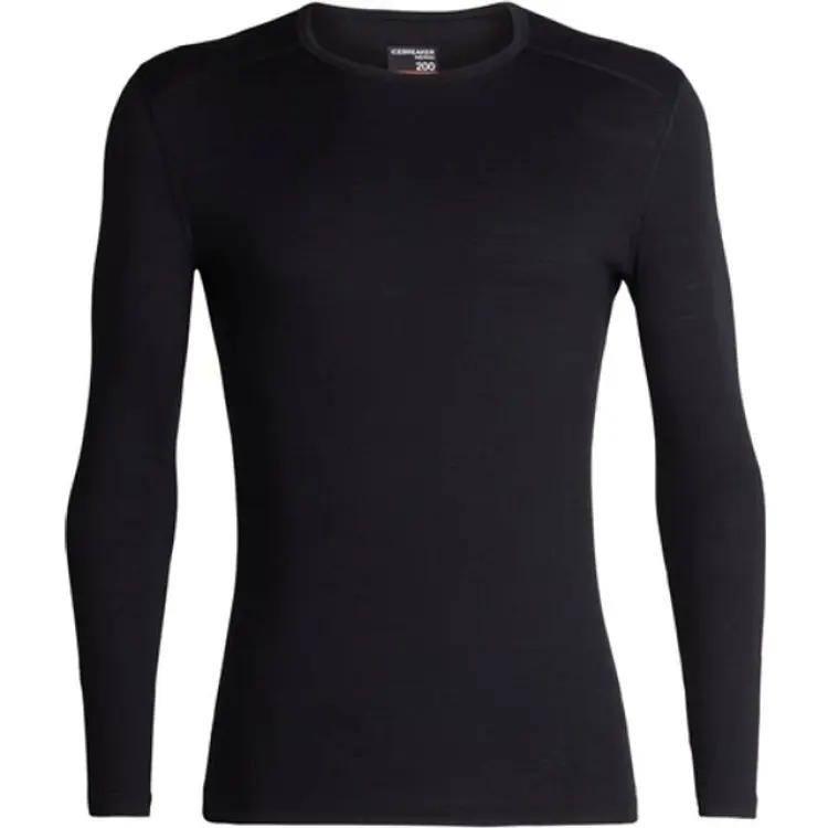 Icebreaker Men's Merino 200 Oasis Long Sleeve Crewe Thermal Top - Black