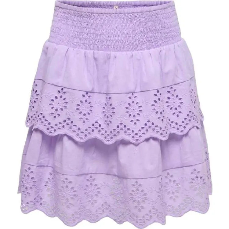 Only Koglou Life EMB Layered Skirt WVN - Lilac Breeze
