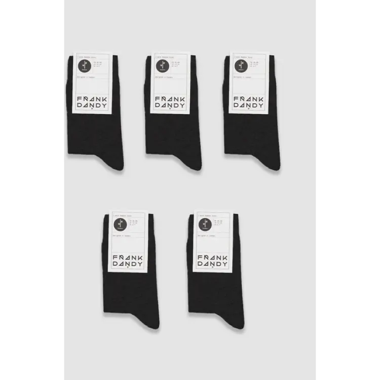 Frank Dandy 5-Pack Bamboo Solid Crew Sock Black