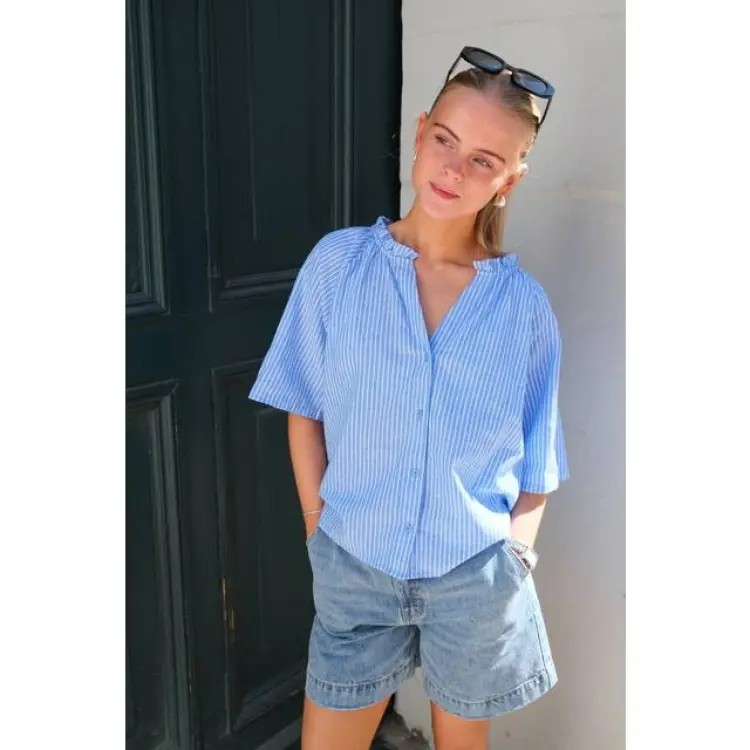 Vero Moda Linn Frill Top - Blå
