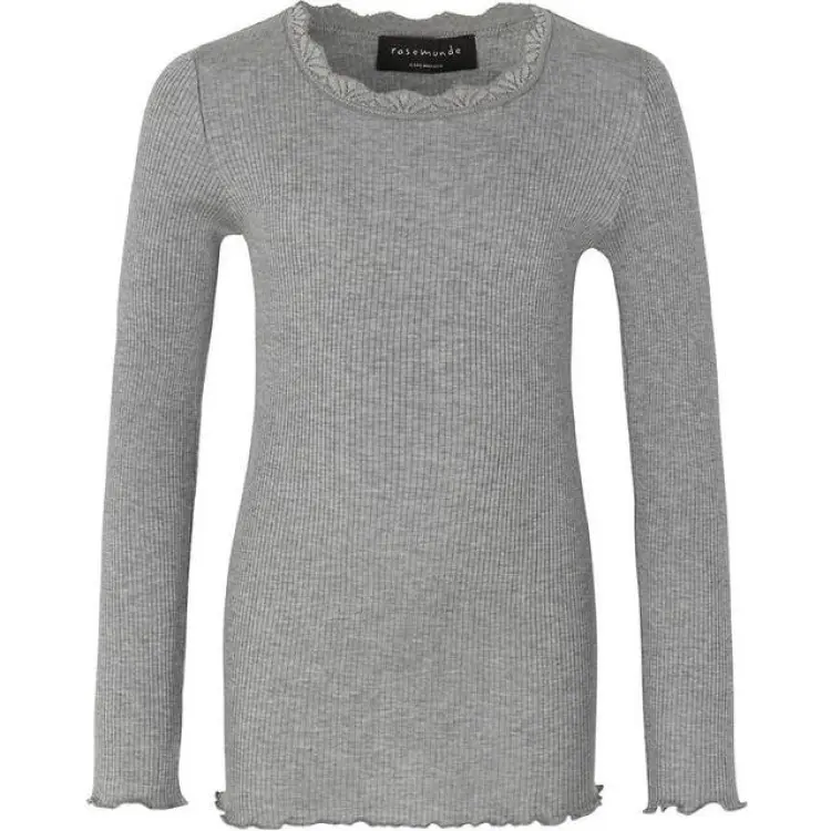 Rosemunde Girl's Long Sleeved Blouse - Light Grey Melange (59160-008)