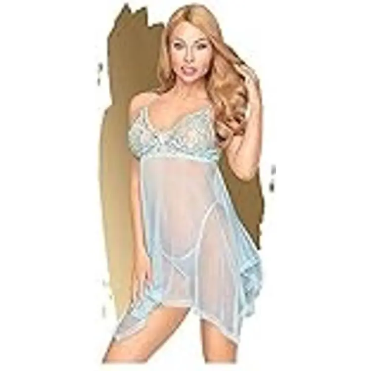 Penthouse Babydoll Negligé Nattdocka - Turkos