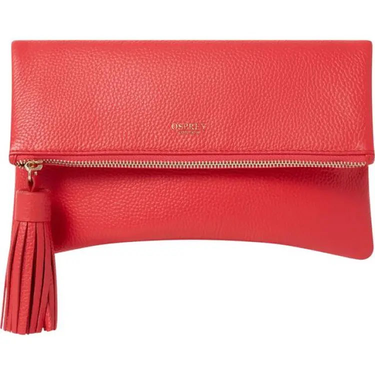 Osprey London Bexley Leather Clutch Bag - Red