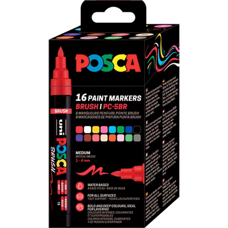 Posca Brush PC-5BR 16 Set