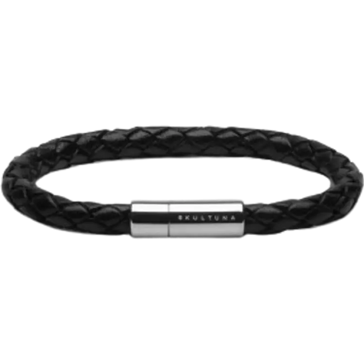 Skultuna Leather Bracelet - Silver/Black