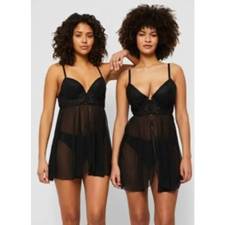 Lascana Sexy Push-Up Negligé - Black