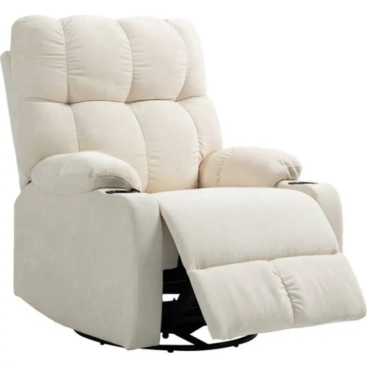 Homcom Relax Med Fotstöd Lutning 135° Beige Linne Fåtölj 88cm
