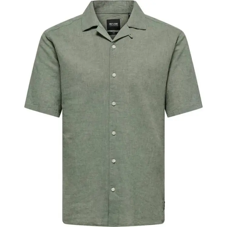 Only & Sons Caiden Slim Fit Resort Collar Shirt - Green/Swamp