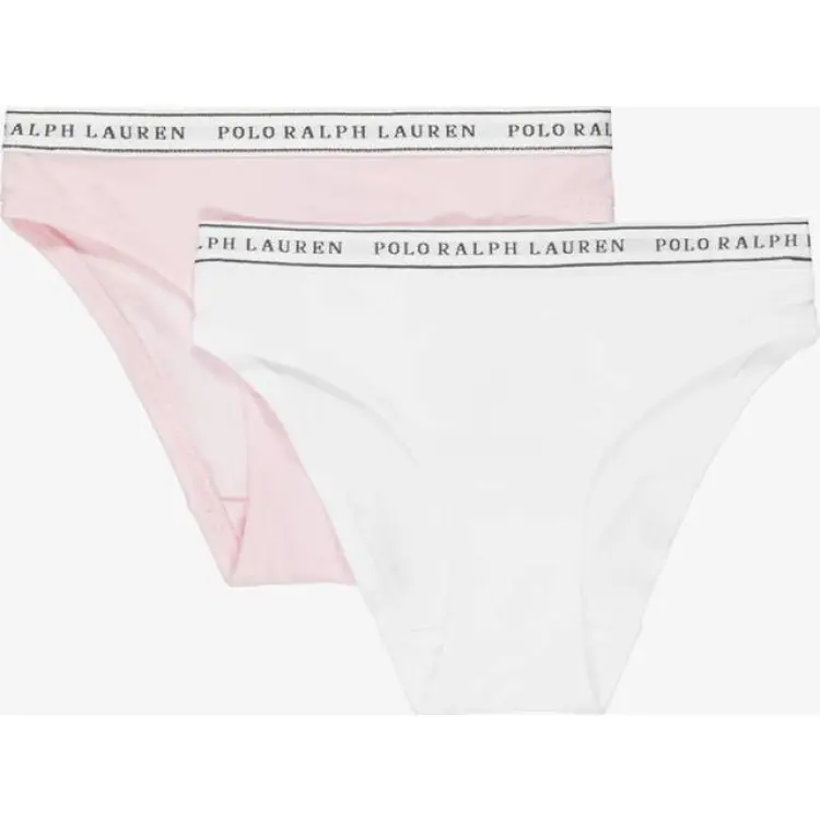 Ralph Lauren Girls 2 Pack Printed Knickers Set - White