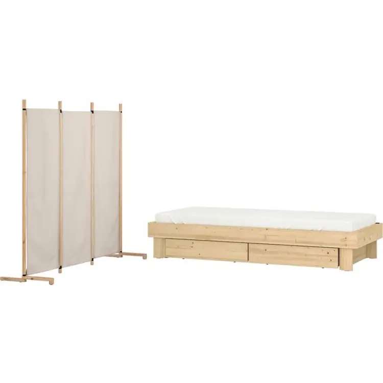 IKEA Sovrumsmöbler Set of 2 80-160x200 cm Furu Katorp Beige Sängpaket