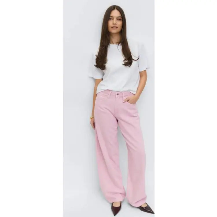 Gina Tricot Baggy Crush Jeans Med Barrelben - Rosa