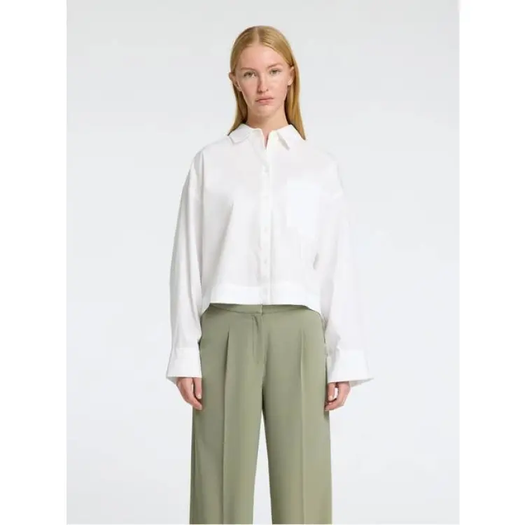 Selected Femme Slfastha LS Cropped Boxy Shirt - Vit