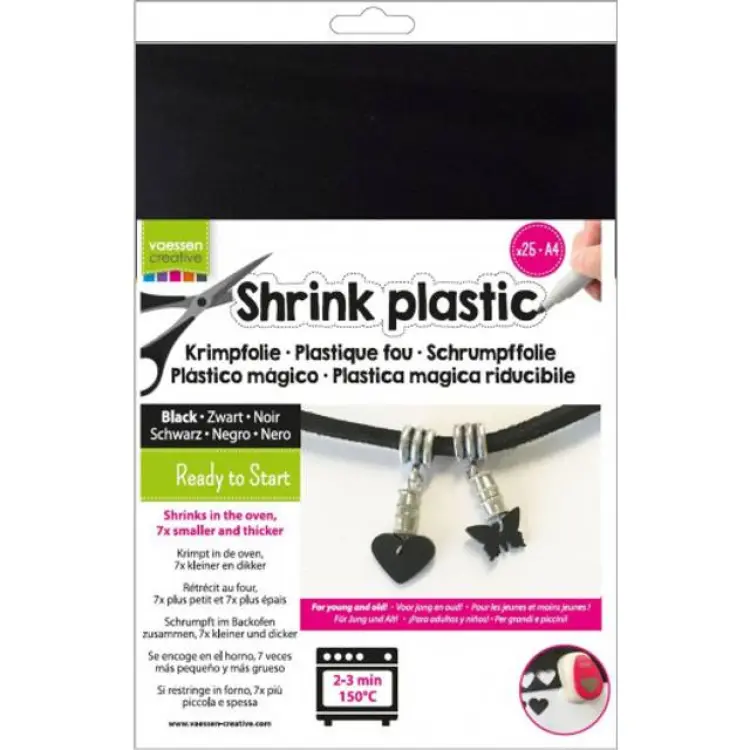 Vaessen Shrink Plastic A4 Black 25 sheets