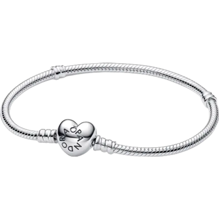 Pandora Moments Heart Clasp Snake Chain Bracelet - Silver