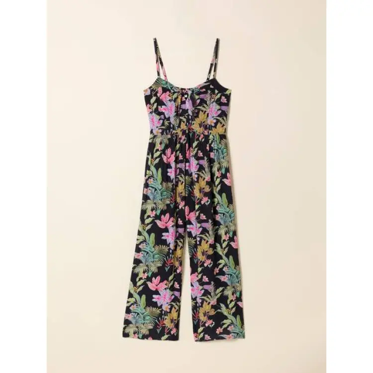 Fatface Salma Black Tropical Jumpsuit