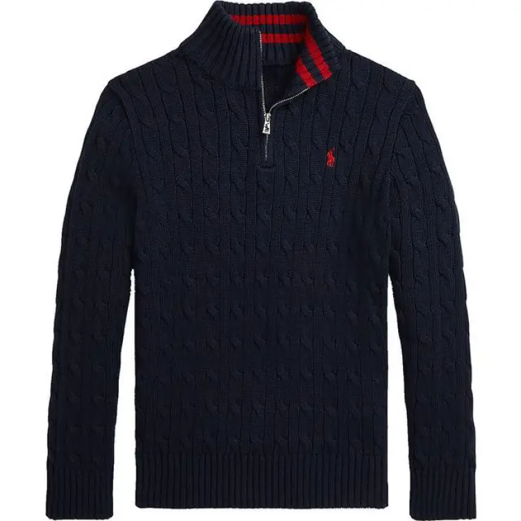 Polo Ralph Lauren Cable-Knit Cotton Quarter-Zip Sweater - Marinblå