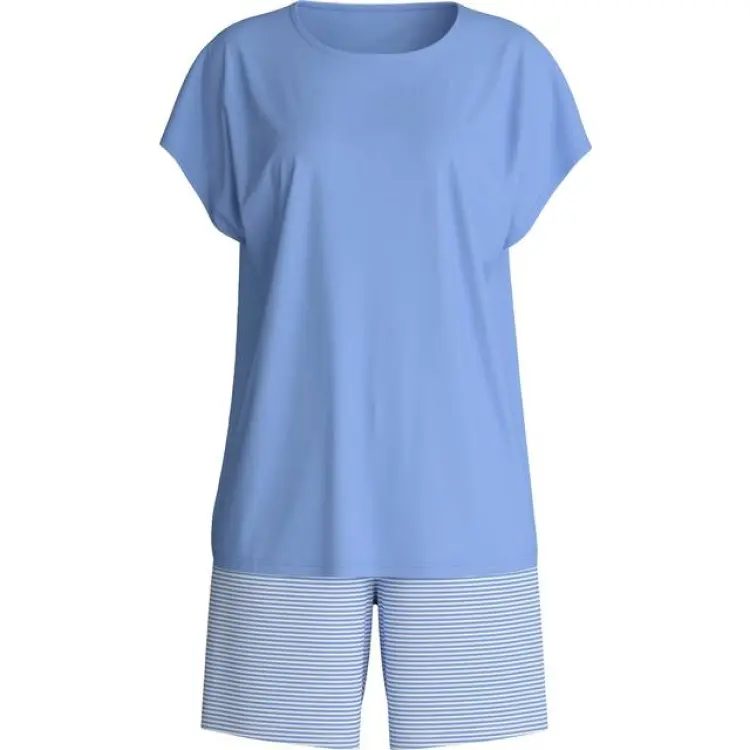 Calida Kort Pyjamas - Ljusblå/Vit