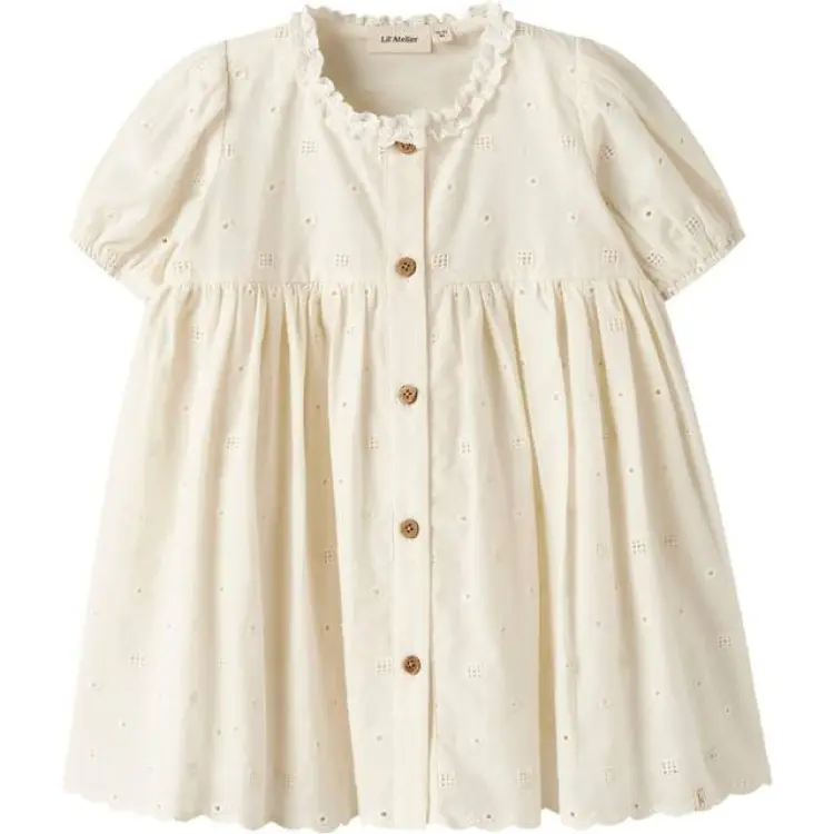 Lil'Atelier Ekologisk Bomull Klänning Nmfflores Ss Dress - Vit