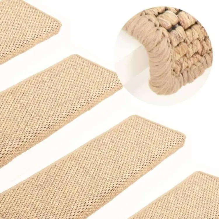 vidaXL Self-Adhesive Stair Mats 15 pcs 65x25 cm Sisal-Look Beige
