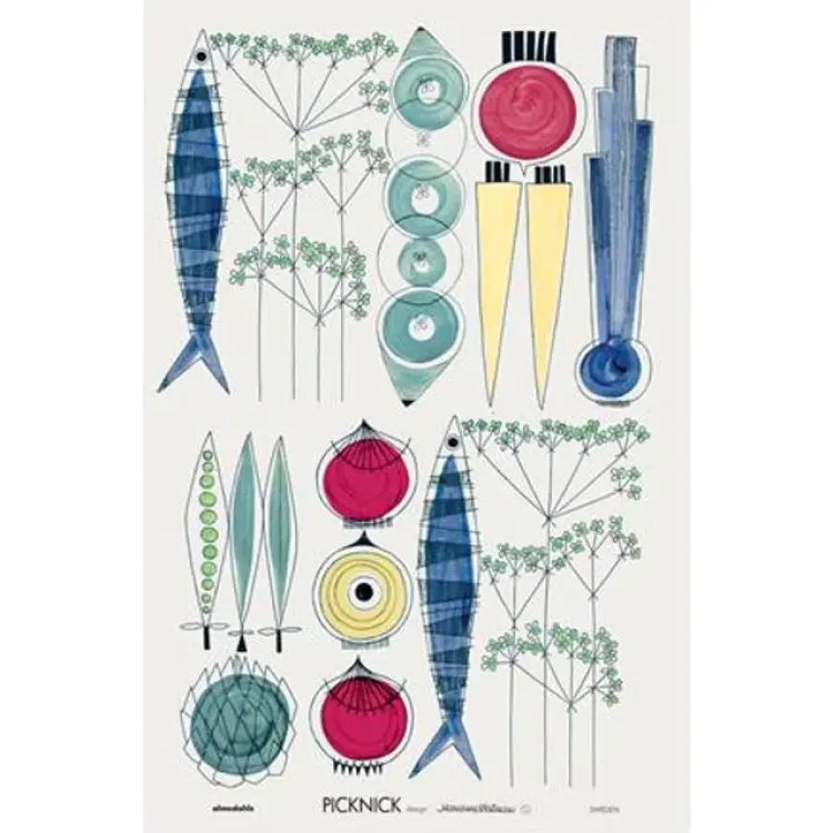 Almedahls Picknick Kökshandduk Blå, Multifärgad (70x47cm)