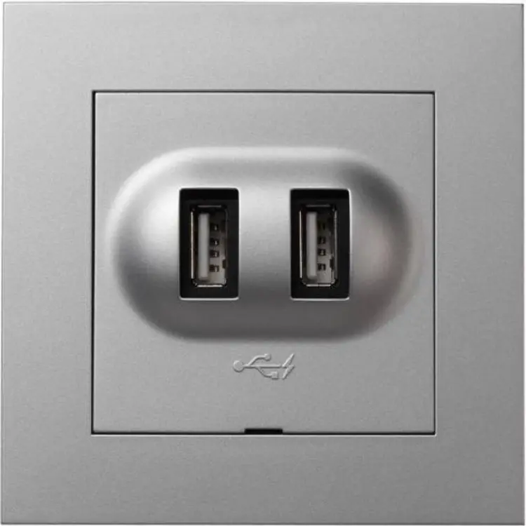 Elko USB-uttag Plus 2-vägs aluminium, 5206402