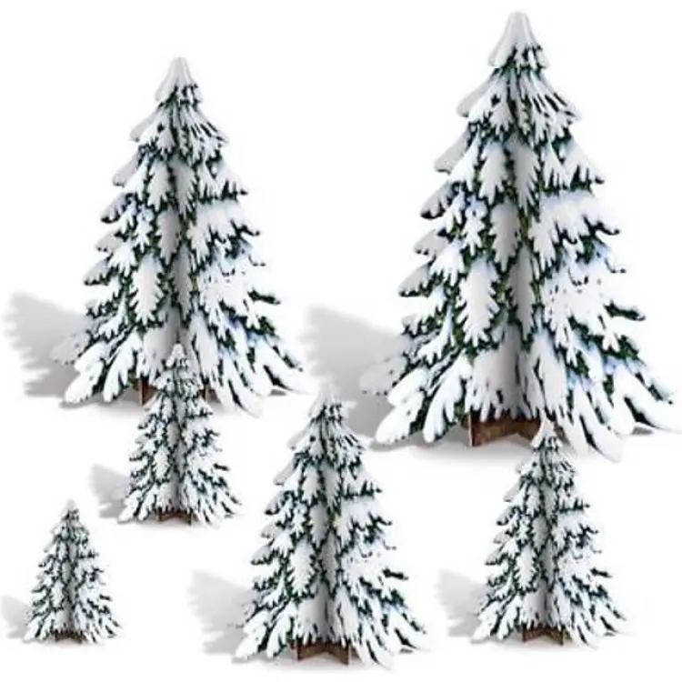 Beistle Snötäckta Granar 3D Bordsdekoration 6-pack Julpynt