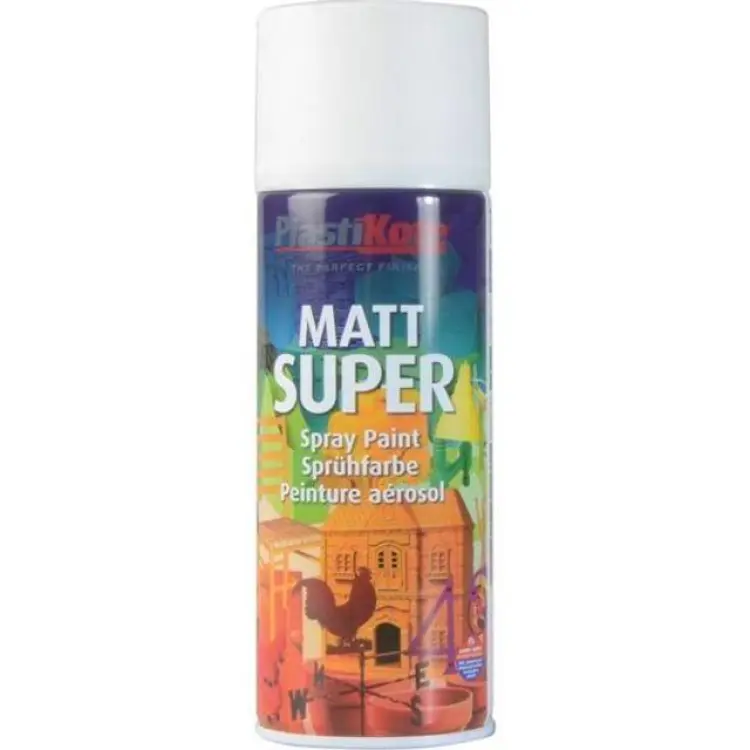 Plasti-Kote Super Matt Spray White 400ml