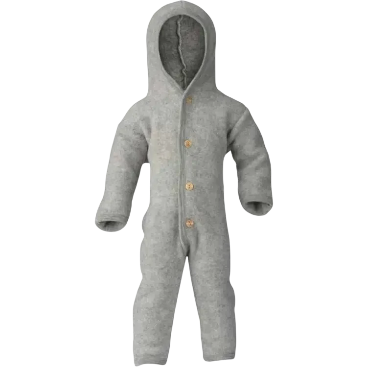 ENGEL Natur Hooded Fleece Overall - Light Grey Melange (575722-091)