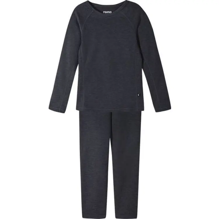 Reima Kid's Lani Base Layer Set - Black Melange (5200031A-9510)