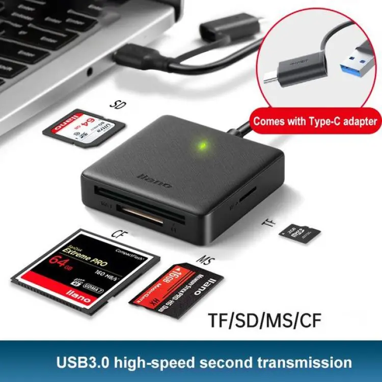Llano USB 3.0 Typ-C Kortläsare 4 in 1