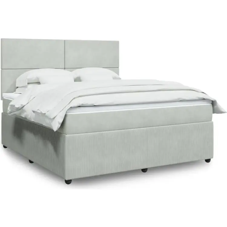 vidaXL Ramsäng Med Madrass Ljusgrå 180x200 cm Kontinentalsäng