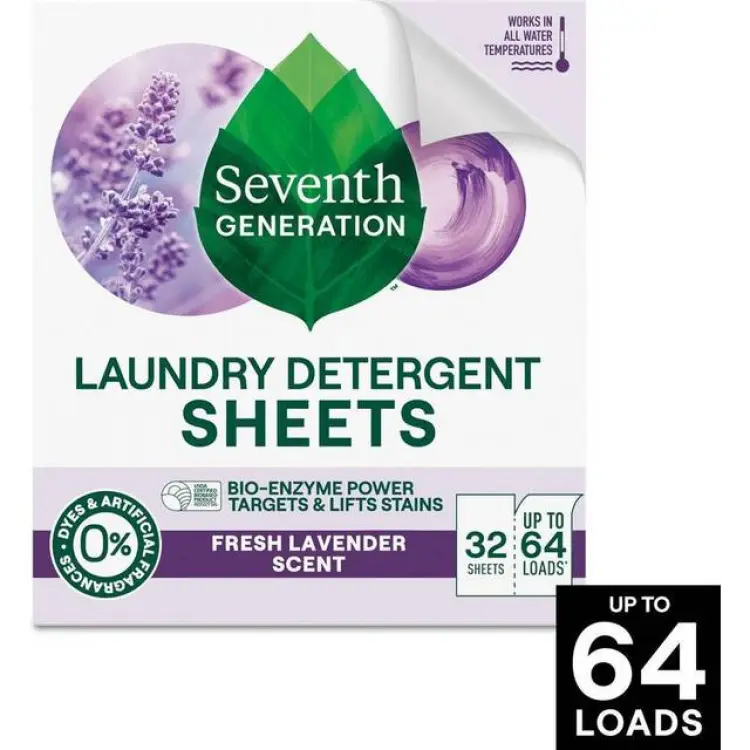 Seventh Generation Laundry Detergent Sheets 64 Loads Lavender 32 Sheets