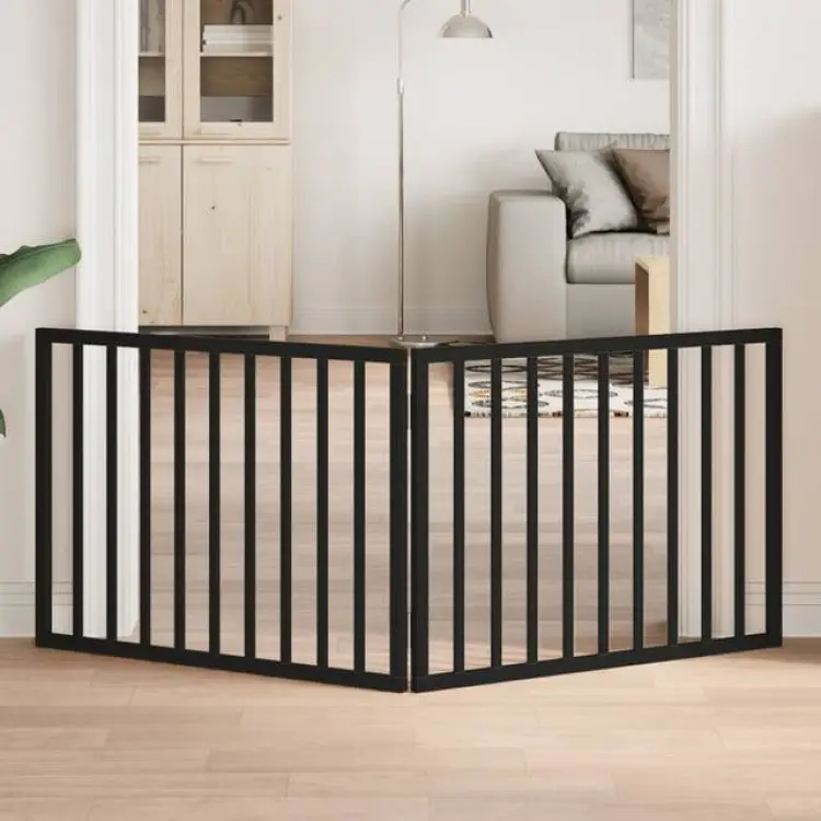 vidaXL Hundgrind Hopfällbar 2 Paneler Svart 160 cm Poppel