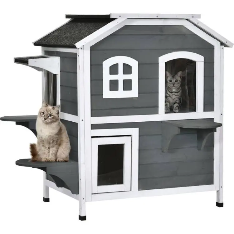Pawhut Katthus Med Asfalttak 78 x 55.5 x 91 cm